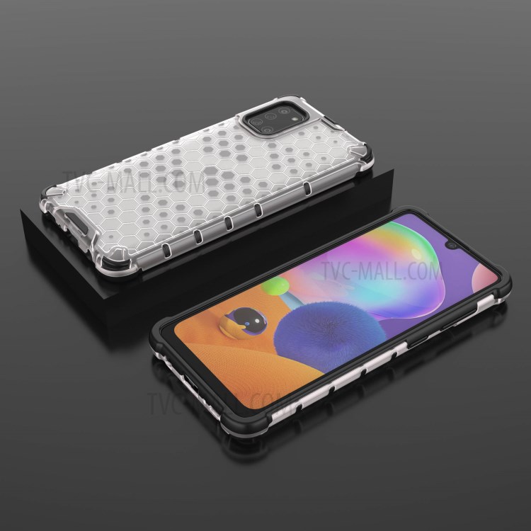 Honeycomb Pattern Shock-proof TPU + PC Hybrid Case Shell for Samsung Galaxy A31 - White-12