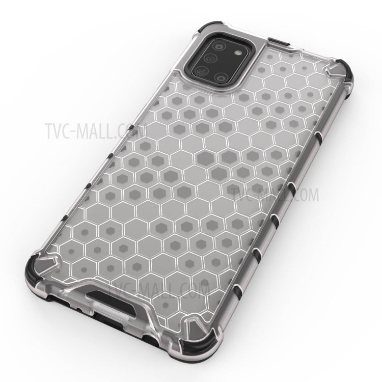 Honeycomb Pattern Shock-proof TPU + PC Hybrid Case Shell for Samsung Galaxy A31 - White-4