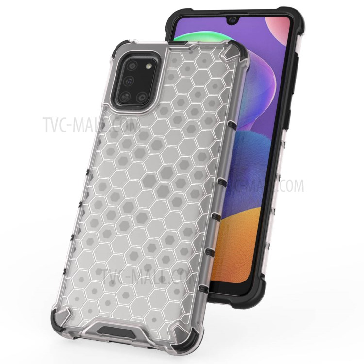 Honeycomb Pattern Shock-proof TPU + PC Hybrid Case Shell for Samsung Galaxy A31 - White-6