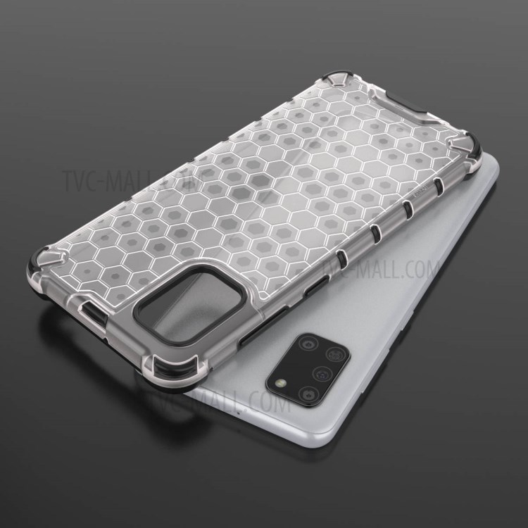 Honeycomb Pattern Shock-proof TPU + PC Hybrid Case Shell for Samsung Galaxy A31 - White-7