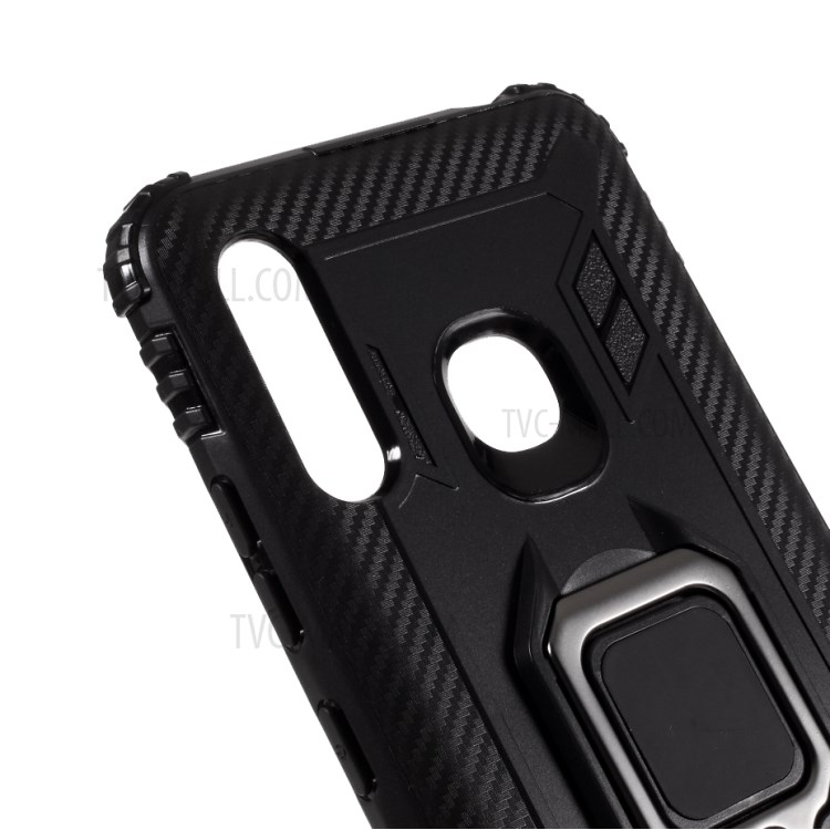 Finger Ring Kickstand Built-in Magnetic Holder Metal Sheet TPU Case for Samsung Galaxy A70e - Black-4