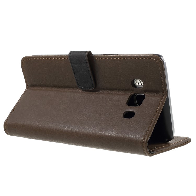 Crazy Horse Wallet Leather Phone Case para Samsung Galaxy J5 (2016) - café-4