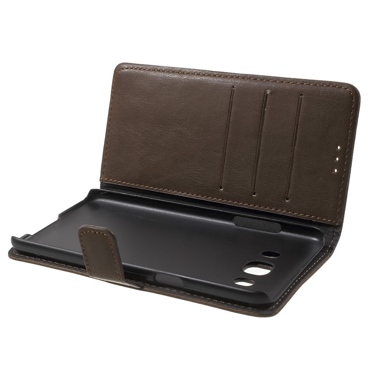Crazy Horse Wallet Leather Phone Case para Samsung Galaxy J5 (2016) - café-6