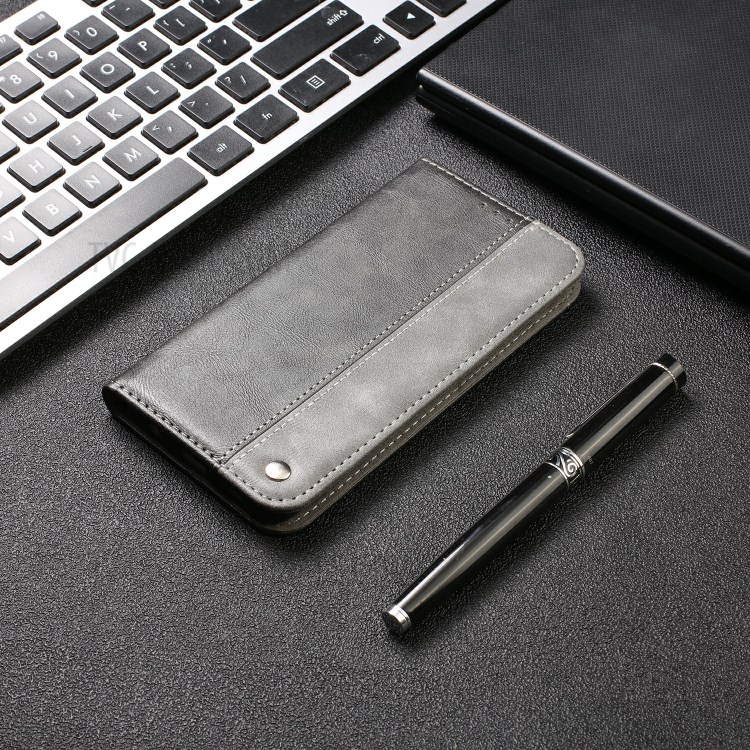 Auto-absorbed Business Splice Style Leather Cover Stand Case with Card Slot for Samsung Galaxy S20 Ultra - Grey-14