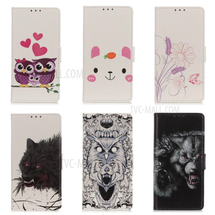 Pattern Printing Leather Wallet Case for Samsung Galaxy A21s - Owls and Hearts-5