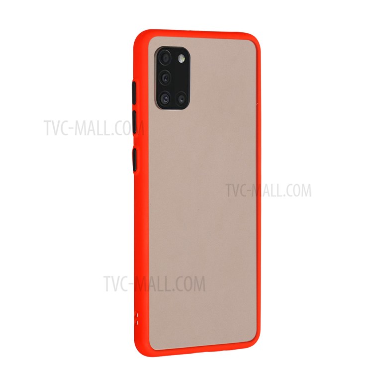 Matte Skin Drop-resistant Cover PC + TPU Combo Phone Case for Samsung Galaxy A31 - Red-4