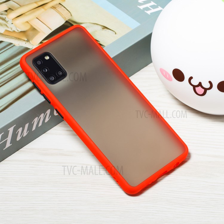 Matte Skin Drop-resistant Cover PC + TPU Combo Phone Case for Samsung Galaxy A31 - Red-7