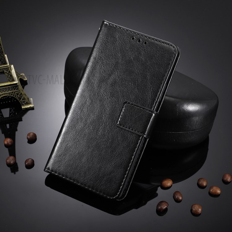 Crazy Horse PU Leather Shell Wallet Stand Protector Cover for Samsung Galaxy Note20 Ultra - Black-8