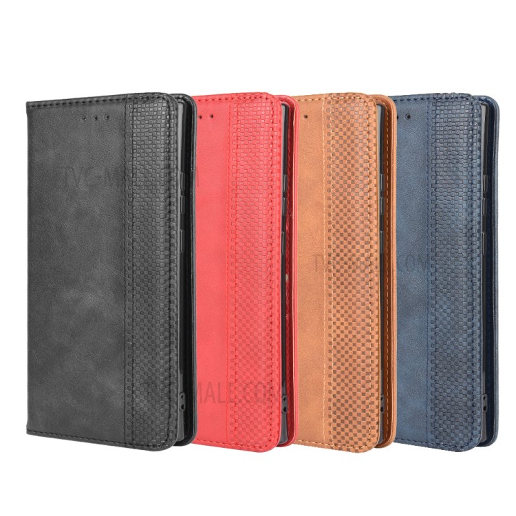 Auto-absorbed Retro Leather Wallet Phone Case for Samsung Galaxy Note 20 - Black-15