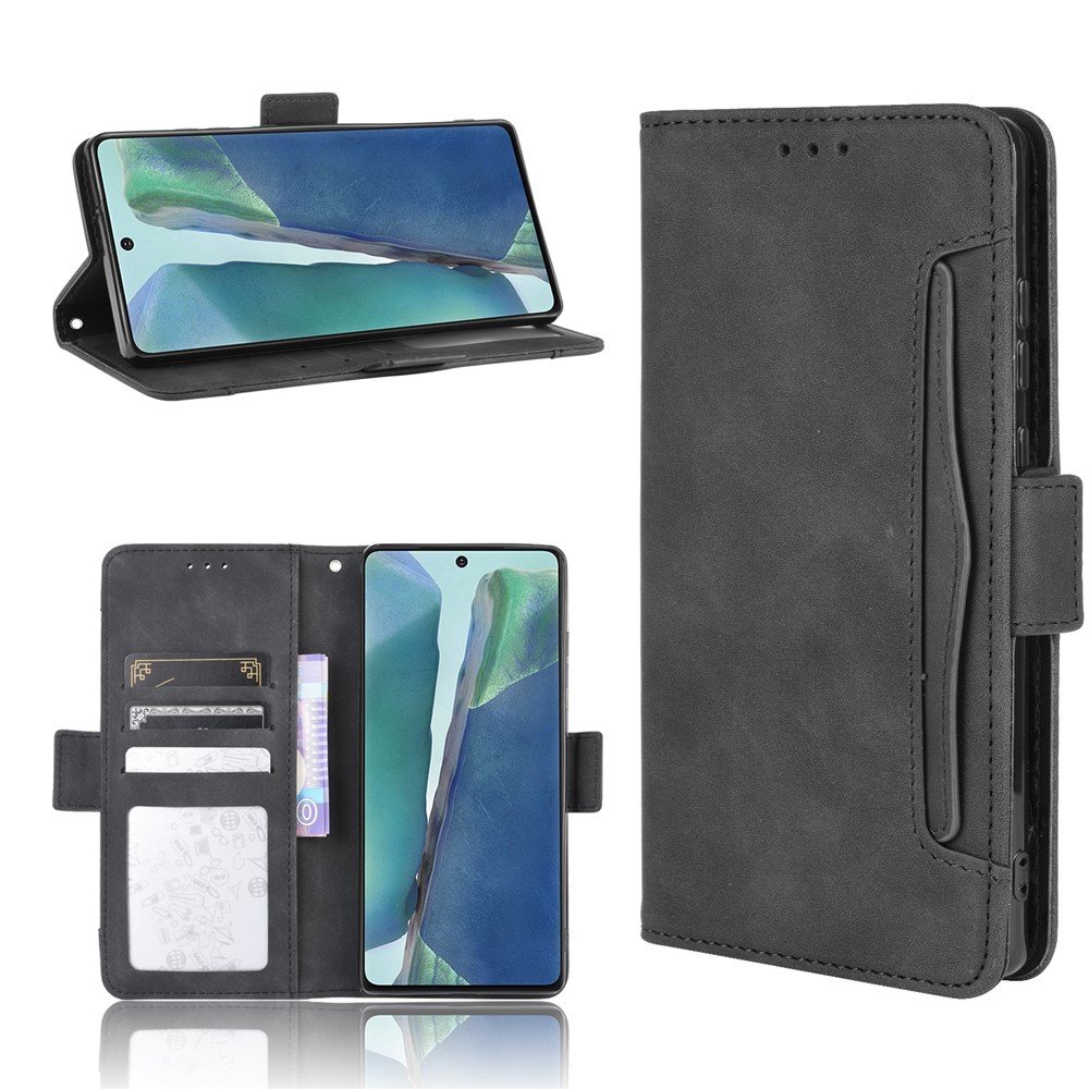 Multiple Card Slots Wallet Leather Phone Cover for Samsung Galaxy Note 20 - Black-1