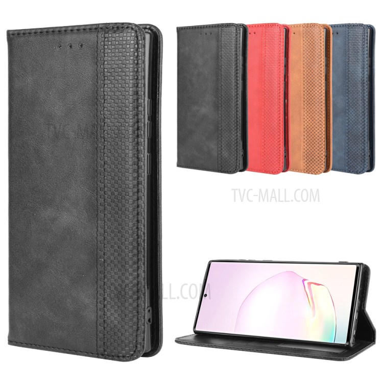 Auto-absorbed PU Leather Shell Wallet Retro Cover for Samsung Galaxy Note20 Ultra - Black-16