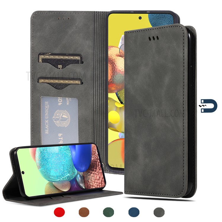 Auto-absorbed Business Style PU Leather Cover for Samsung Galaxy A71 5G SM-A716 - Black-1