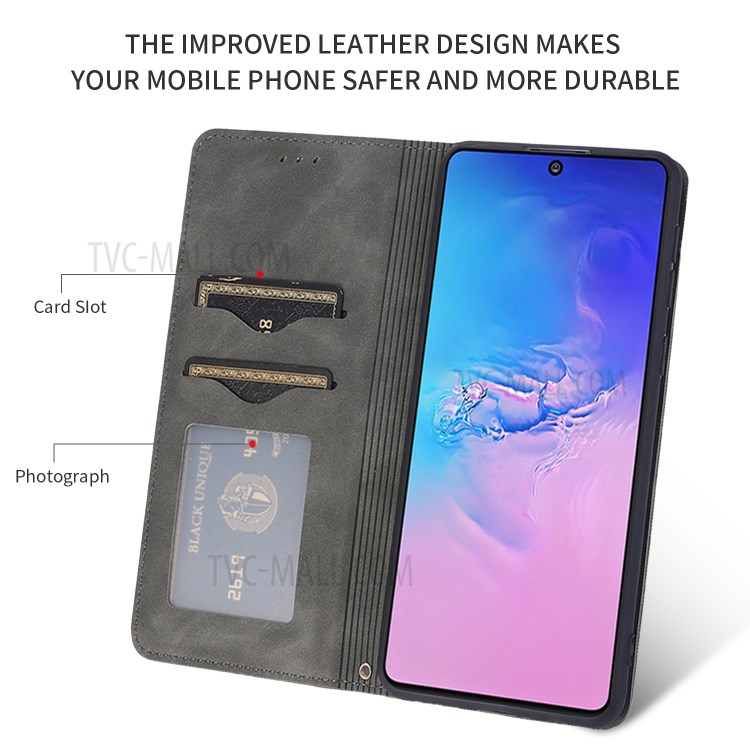 Auto-absorbed Business Style PU Leather Shell for Samsung Galaxy A91/S10 Lite/M80s - Black-3