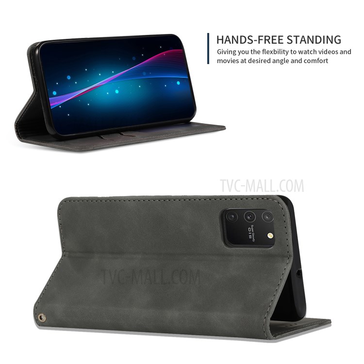 Auto-absorbed Business Style PU Leather Shell for Samsung Galaxy A91/S10 Lite/M80s - Black-5