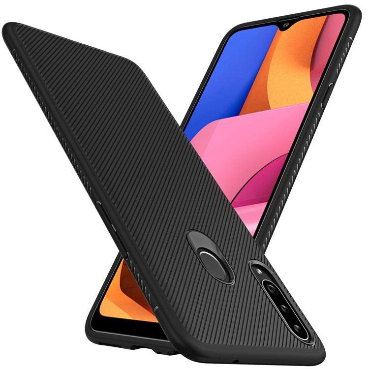 Série de Jazz Twill Surface TPU Protetive Shell Para Samsung Galaxy A20s - Preto