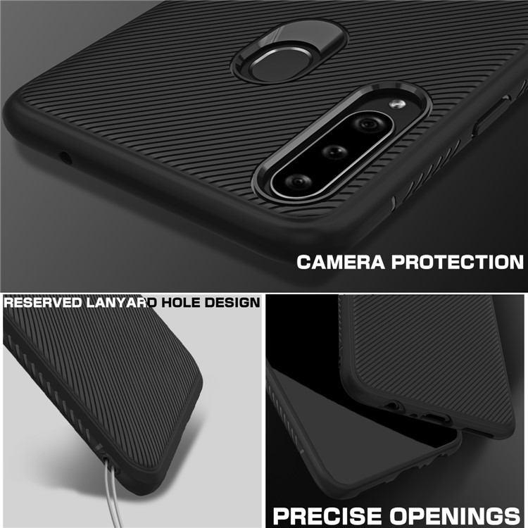 Jazz Series Twill Surface TPU Shell Protecteur Pour Samsung Galaxy A20s - le Noir