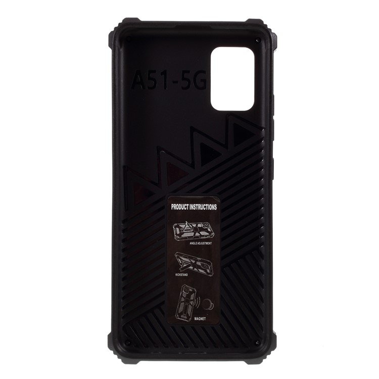 Kickstand Armor Dropproof Shell PC TPU Shell with Magnetic Metal Sheet for Samsung Galaxy A51 5G SM-A516 - Black-2