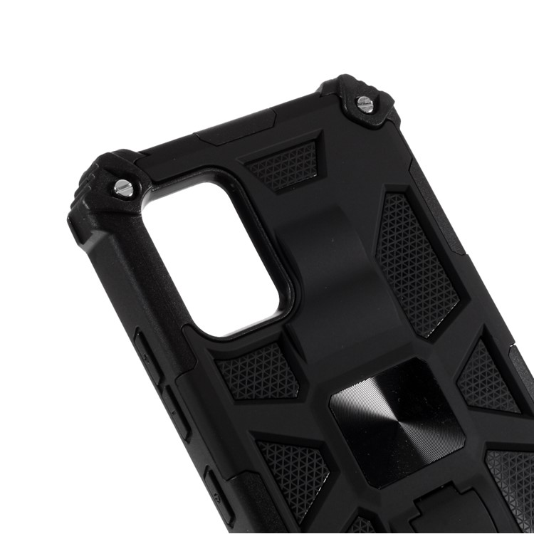 Kickstand Armor Dropproof Shell PC TPU Shell with Magnetic Metal Sheet for Samsung Galaxy A51 5G SM-A516 - Black-3