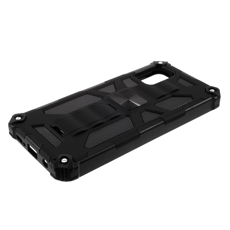 Kickstand Armor Dropproof Shell PC TPU Shell with Magnetic Metal Sheet for Samsung Galaxy A51 5G SM-A516 - Black-4