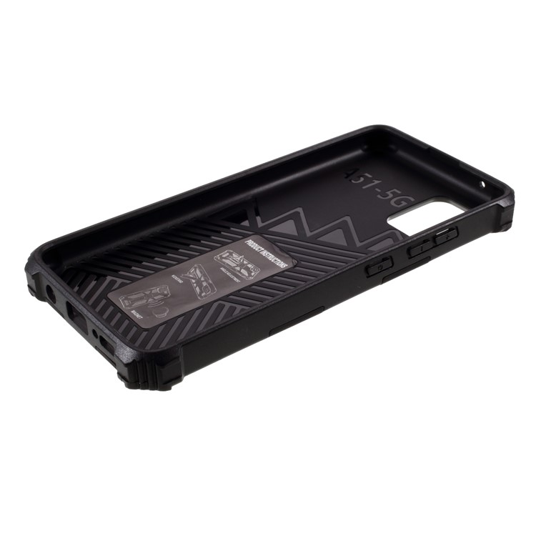 Kickstand Armor Dropproof Shell PC TPU Shell with Magnetic Metal Sheet for Samsung Galaxy A51 5G SM-A516 - Black-6