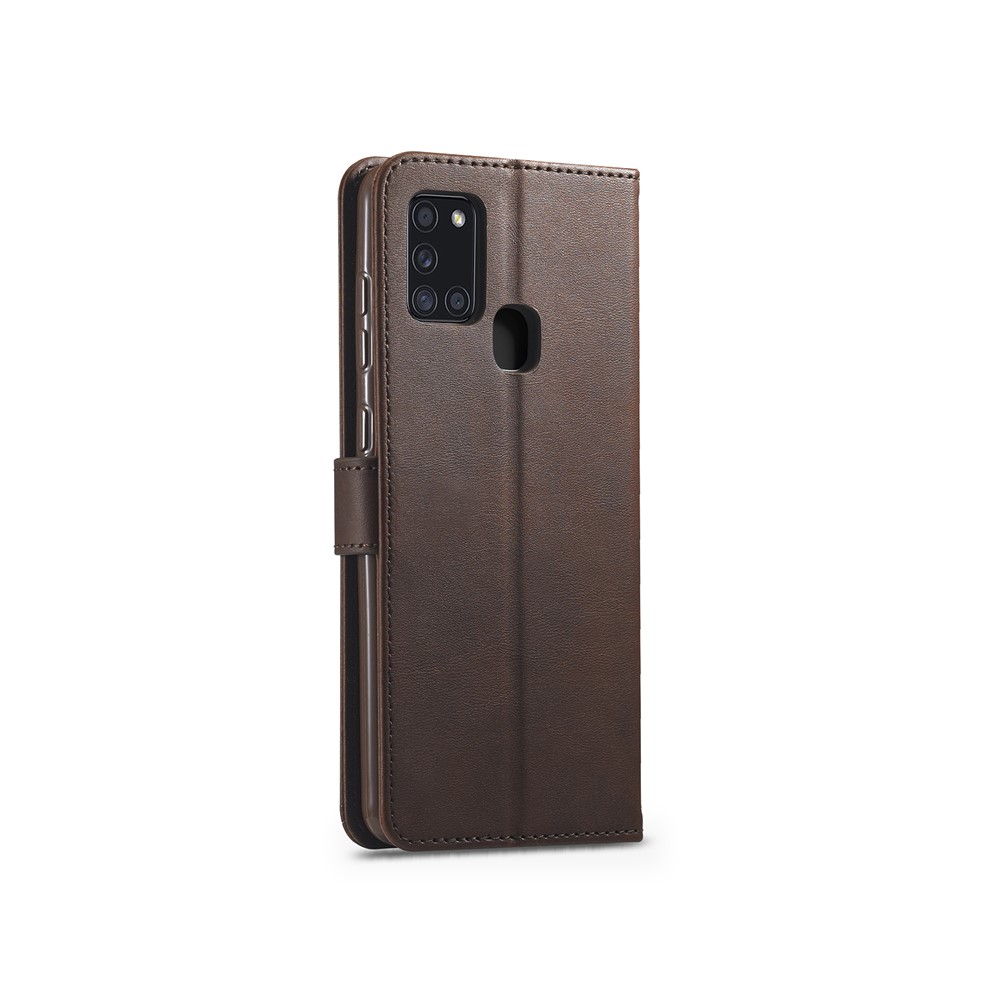 Lc. Imeeke Wallet Stand Leder Shell Mobiltelefone Für Samsung Galaxy A21s - Kaffee