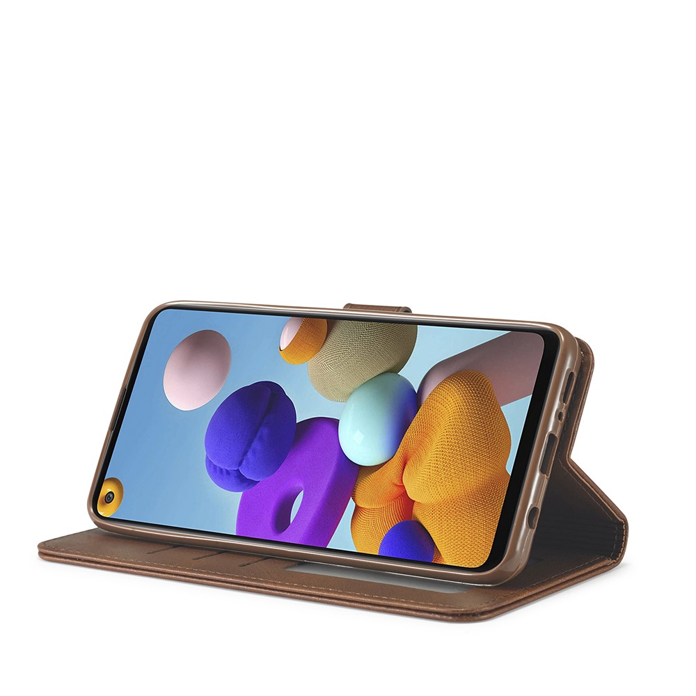 Lc. Copertina Per Telefoni Cellulari in Pelle Per Portafoglio Imeeke Per Samsung Galaxy A21s - Caffè