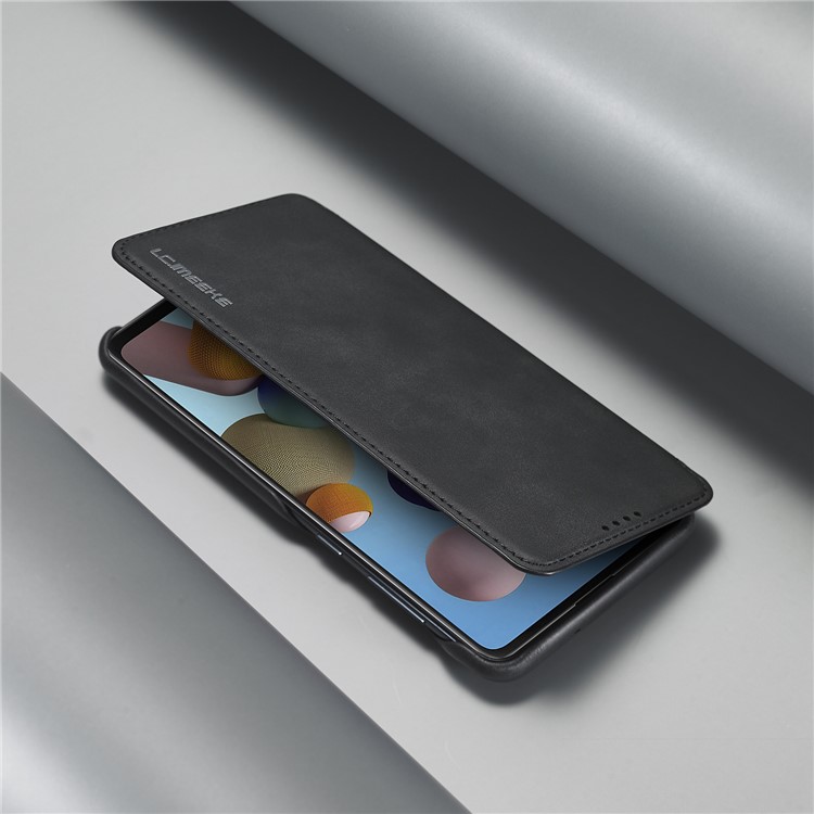 LC.IMEEKE Retro Style Leather Cover for Samsung Galaxy A21s - Black-11