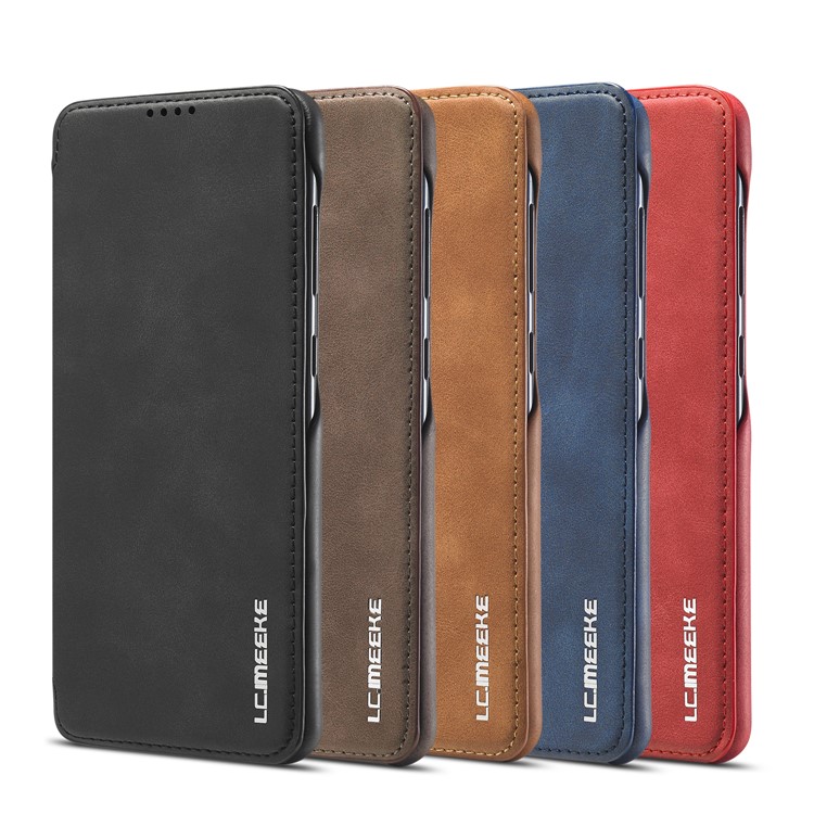 LC.IMEEKE Retro Style Leather Cover for Samsung Galaxy A21s - Black-14
