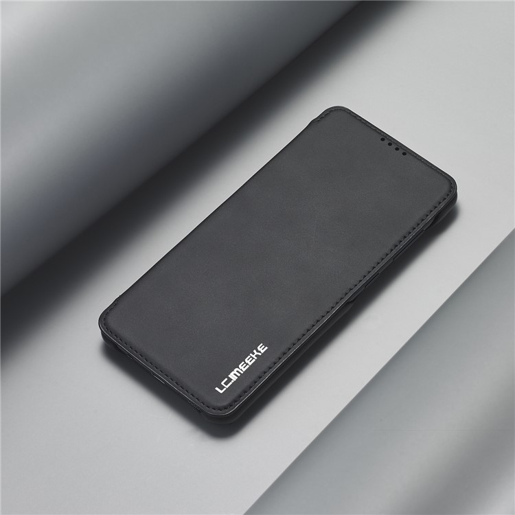 LC.IMEEKE Retro Style Leather Cover for Samsung Galaxy A21s - Black-9