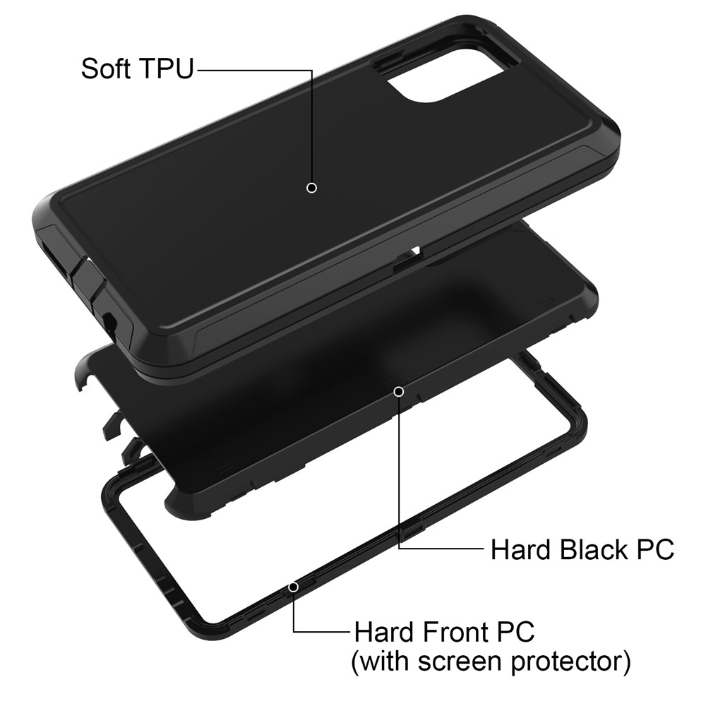 Heavy Duty PC + TPU Hybrid Shockproof Phone Cover for Samsung Galaxy A51 SM-A515 - Black-5