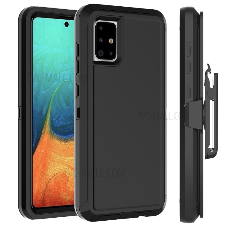 Shockproof PC + TPU Hybrid Case with Belt Clip Kickstand for Samsung Galaxy A31 (US Version) - Black-1