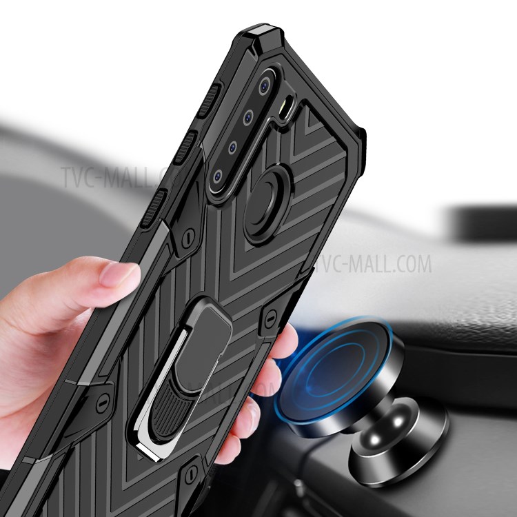 Rotatable Finger Ring Kickstand PC + TPU Combo Case for Samsung Galaxy A21 - Black-2