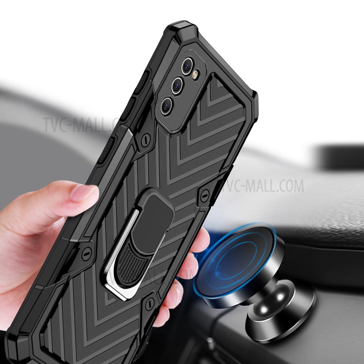 Rotatable Finger Ring Kickstand PC + TPU Hybrid Case for Samsung Galaxy A41 (Global Version) - Black-2