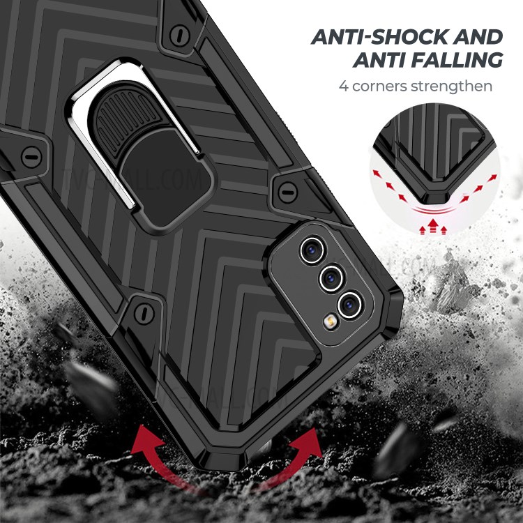 Rotatable Finger Ring Kickstand PC + TPU Hybrid Case for Samsung Galaxy A41 (Global Version) - Black-3