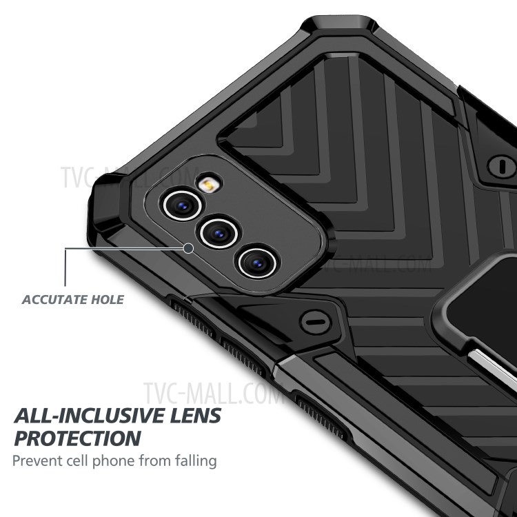 Rotatable Finger Ring Kickstand PC + TPU Hybrid Case for Samsung Galaxy A41 (Global Version) - Black-5
