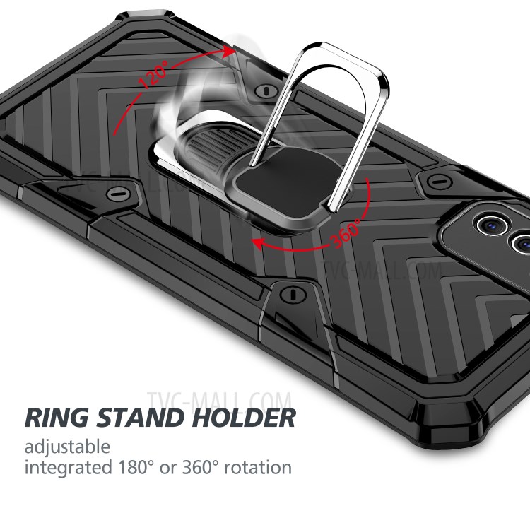 Rotatable Finger Ring Kickstand PC + TPU Hybrid Case for Samsung Galaxy A41 (Global Version) - Black-6