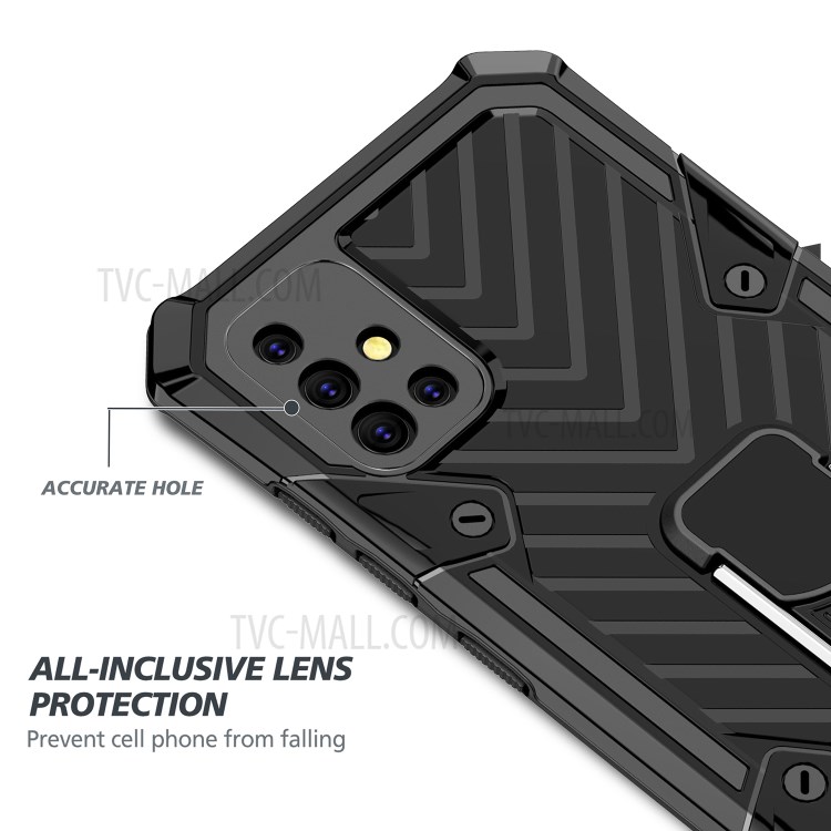 Anulare Rotativo Cavalletto Caso Ibrido PC + TPU Per La Galassia A51 SM-A515 - Nero-5