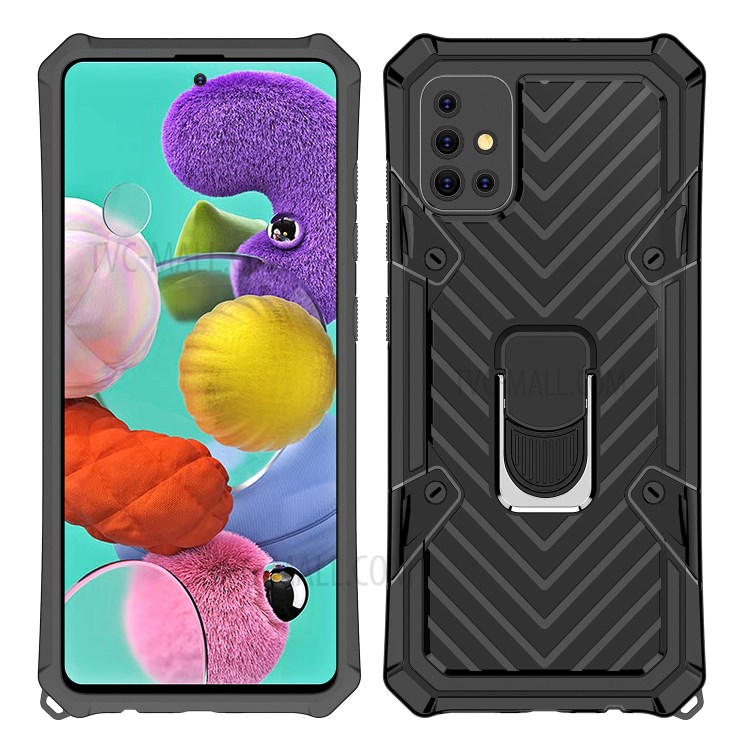 Anulare Rotativo Cavalletto Caso Ibrido PC + TPU Per La Galassia A51 SM-A515 - Nero-6
