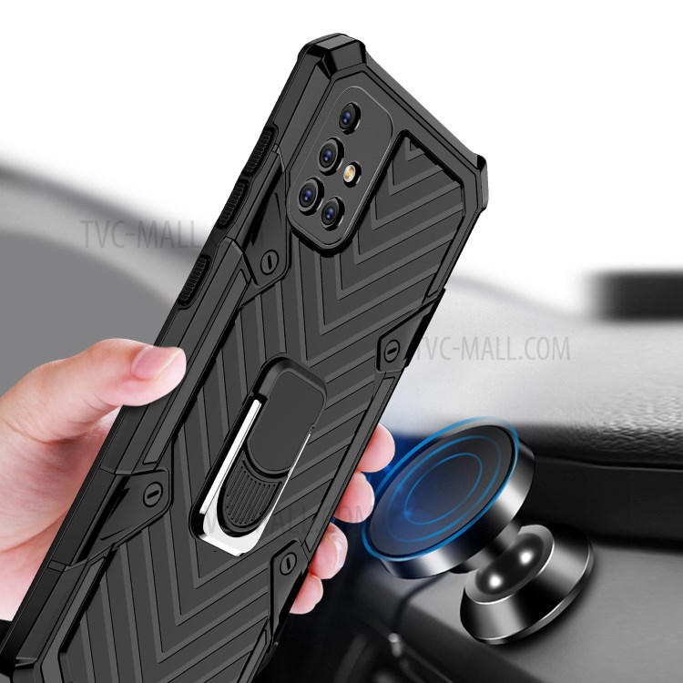 Rotatable Finger Ring Kickstand PC + TPU Combo Case for Samsung Galaxy A71 SM-A715 - Black-2