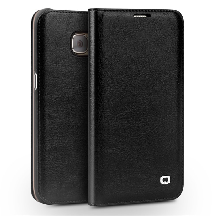 

QIALINO for Samsung Galaxy S7 edge G935 Genuine Cowhide Leather Case - Black