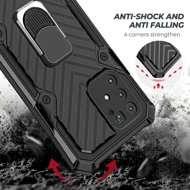 Rotatable Finger Ring Kickstand PC + TPU Hybrid Cover for Samsung Galaxy A91 - Black-3