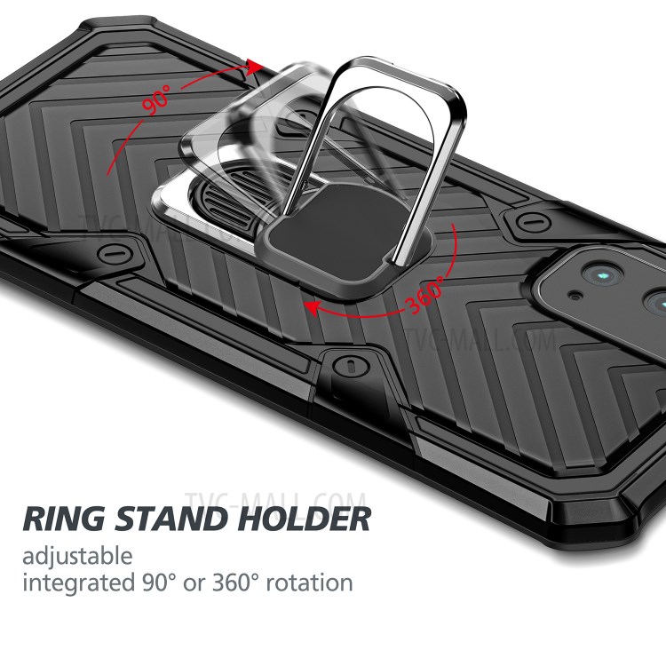 Rotatable Finger Ring Kickstand PC + TPU Hybrid Back Case for Samsung Galaxy S20 - Black-7