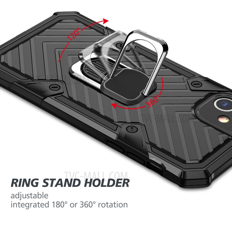 Rotatable Finger Ring Kickstand PC + TPU Combo Shell for Samsung Galaxy S20 Ultra - Black-7