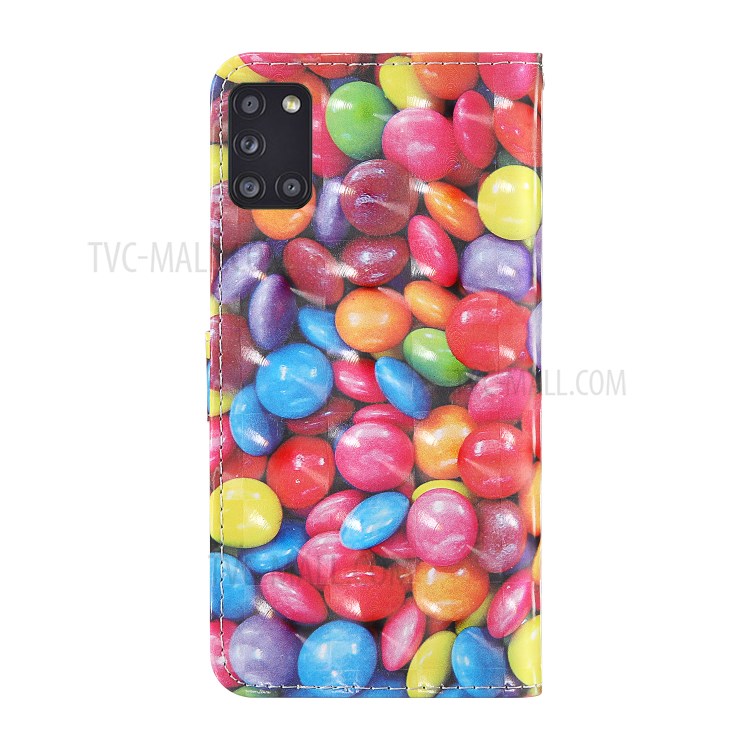 Light Spot Decor Patterned Magnetic Leather Stand Case for Samsung Galaxy A31 - Colorful Beans-2