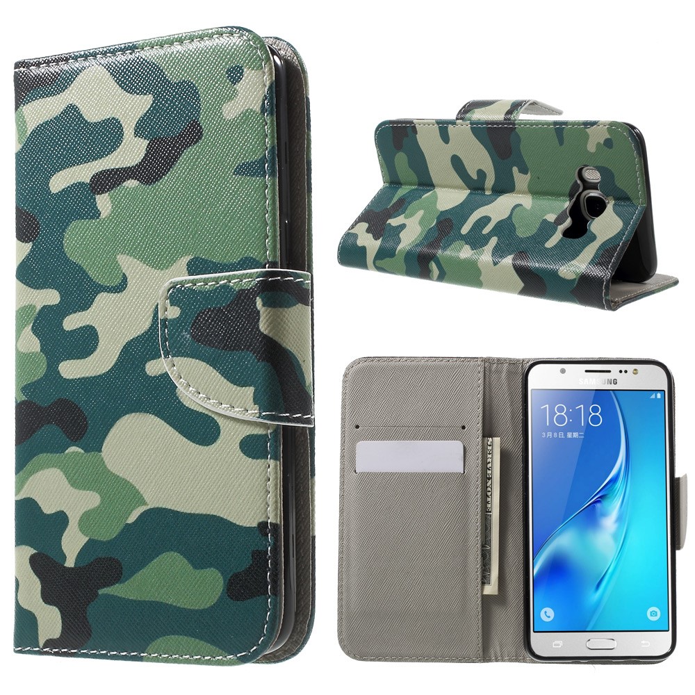 Patterned Leather Phone Cover for Samsung Galaxy J5 (2016) - Camouflage Pattern