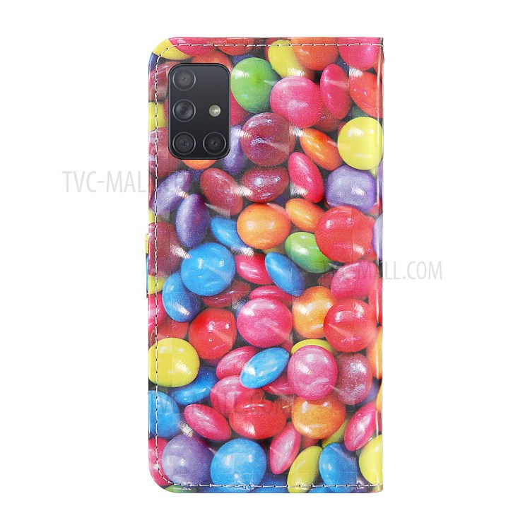 Light Spot Decor Patterned Magnetic Leather Stand Case for Samsung Galaxy A71 SM-A715 - Colorful Beans-2