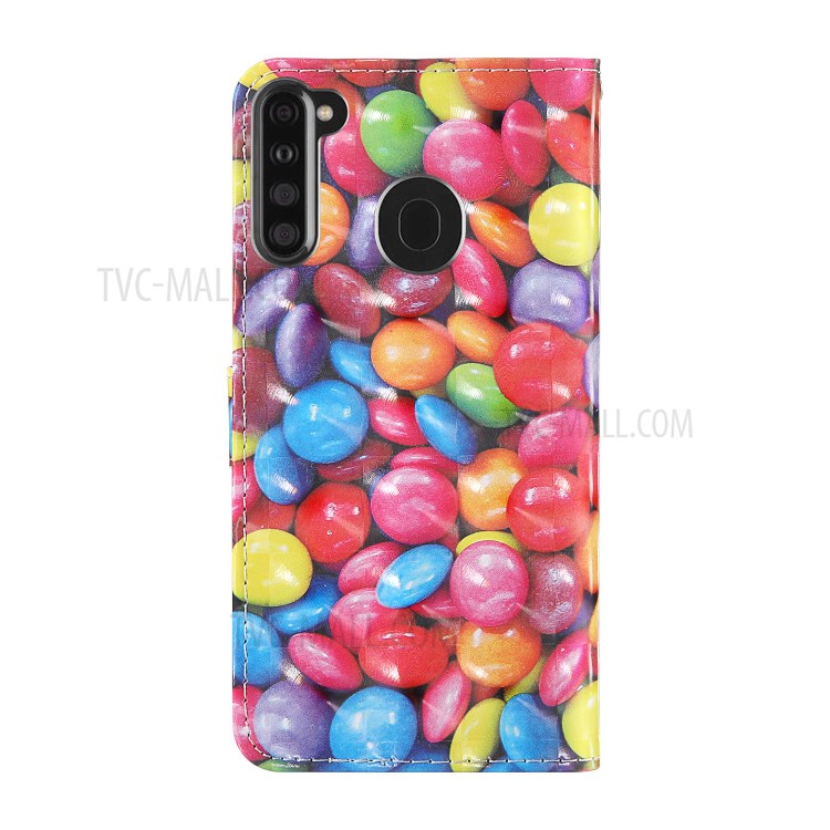 Light Spot Decor Patterned Cover Stand Leather Case for Samsung Galaxy A21 (European Version) - Colorful Beans-2