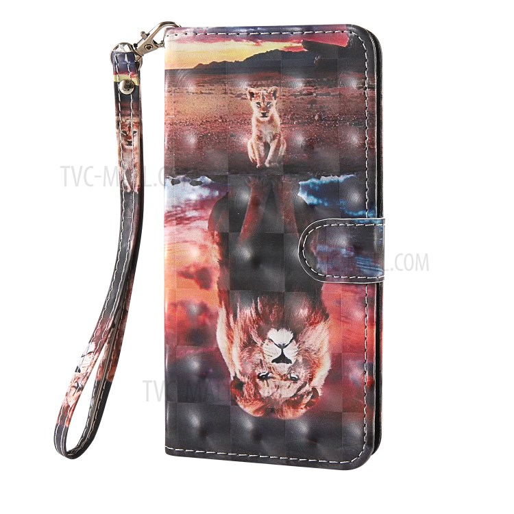 Light Spot Decor Patterned Cover Stand Leather Case for Samsung Galaxy A21 (European Version) - Lion-3