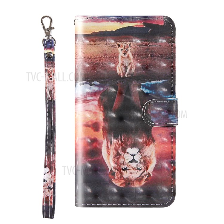 Light Spot Decor Patterned Cover Stand Leather Case for Samsung Galaxy A21 (European Version) - Lion-5
