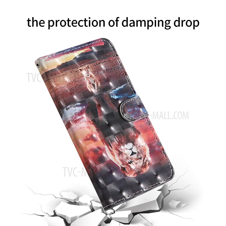 Light Spot Decor Patterned Cover Stand Leather Case for Samsung Galaxy A21 (European Version) - Lion-7